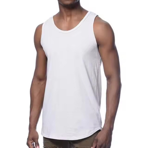 Men's <b>White</b> Cotton Spandex Breathable V-neck Solid Color Casual Tank <b>Top</b> - Product Image 1