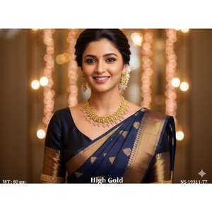 Conjunto de Collar Clásico con Acabado Dorado, Joyería Étnica Elegante para Novias, Conjunto de Collar Tradicional para Bodas, para Fiestas y Eventos - Product Image 4