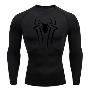 <b>Men</b> Rash Guard Spider Print Long Sleeve <b>Compression</b> <b>Shirts</b> <b>for</b> <b>Men</b> Gym Workout Rash Guard Undershirts Quick Dry Fabric UV Rays - Product Image 1