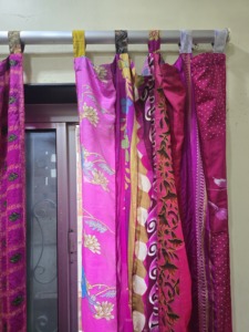 Pink Silk Sari Pattern <b>Curtain</b> Panel Translucent Home Decor Window Covering Traditional Indian Style - Product Image 6