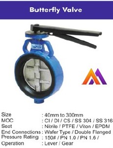 Industrial 65 mm CI Body Manual Lever Operated Butterfly Valve with SS304 Disc Wafer Type Water Oil Gas <b>Nitrile</b>/epdm <b>Rubber</b> Seat - Product Image 3