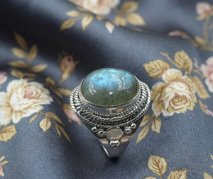 Anillo de Plata de Ley 925 con Labradorita Azul Fuego, Estilo Vintage, Hecho a Mano, con Piedra Preciosa, para Boda o Compromiso, Chapado en Oro Amarillo Rosa - Product Image 3