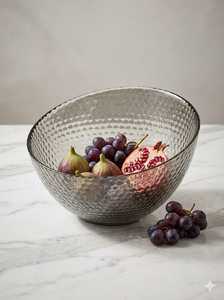 Grand saladier en verre incliné avec bord doré, design de luxe, diamètre 300 mm, texture martelée/nid d'abeille, pour restaurant (vente en gros) - Product Image 5