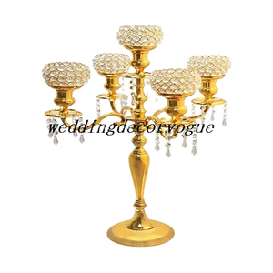 Candelabro de 5 Brazos Dorado, Portavelas de Piso, Elegante Centro de Mesa para Bodas, Iglesias, Fiestas, Decoración para Eventos - Product Image 4