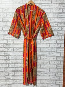 Bata Kimono de Algodón con Estampado Animal, Estilo Japonés, Ropa de Estar por Casa de Verano, Largo Completo, Manga Tres Cuartos, Secado Rápido, Suave - Product Image 6