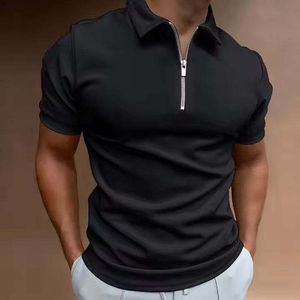Camisa de Manga Corta para Hombre, Color Verde Oscuro, con Cierre, Cuello Camisero, Tejido de Punto, Color Sólido, Transpirable, 100% Algodón, para Invierno - Product Image 6