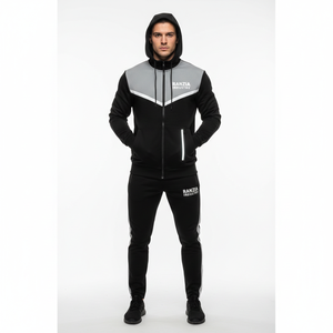 Ensemble sweat à capuche et pantalon de survêtement Ranzia Eco-Friendly grande taille avec strass et effet vieilli, fermeture éclair intégrale – Collection Ranzia Eco Drip avec strass - Product Image 1