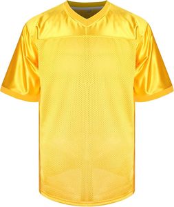 Camiseta de Fútbol para Hombre con Cuello en V, Estampado Digital, Bloques de Color Amarillo, Diseño de Parches, Estilo Urbano Único, Manga Corta, Corte Regular - Product Image 4