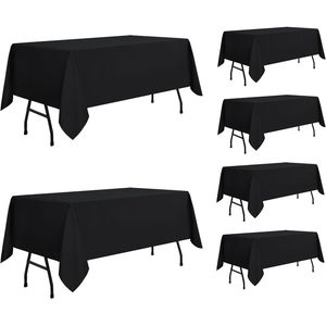 Tovaglia Rettangolare Nera 60 x 84 Pollici, Lavabile in Poliestere, Antimacchia e Antipiega, Adatta per Tavoli da 4 Piedi, Confezione da 6 - Product Image 3