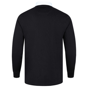 Camiseta de Rugby de Manga Larga para Hombre, con Rayas Diagonales Blancas y Negras, Cuello con Botones, Corte Regular, Absorbe la Humedad, para Tenis - Product Image 2