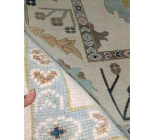 Alfombra de algodón floral Oushak hecha a mano, anudada a mano, para sala de estar, entrada, antideslizante, apta para mascotas, ecológica. - Product Image 1