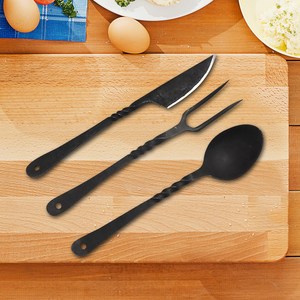 Juego de Cubiertos Vikingos Forjados a Mano, Acero al Carbono, Ecológico, Multifuncional, para Camping y Comedor, con Logotipo Personalizado OEM, Alta Calidad - Product Image 6