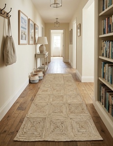 Handwoven Natural Jute Area <b>Rug</b> Geometric Diamond Pattern | Eco-Friendly Braided <b>Boho</b> Carpet | Durable Rustic Floor <b>Rug</b> - Product Image 1