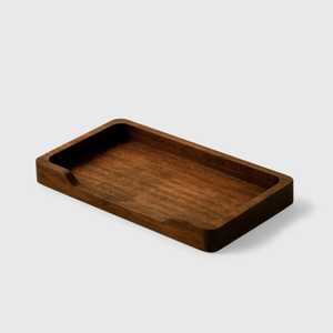 Plateau de rangement rectangulaire moderne en bois de noyer, petit plateau de bureau, boîte organisatrice de luxe pour table, plateau de valet - Product Image 1