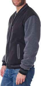 Blouson universitaire unisexe classique style Letterman, coupe bomber de baseball, en laine épaisse avec empiècements patchwork sur le devant, vêtement d'extérieur streetwear élégant - Product Image 2