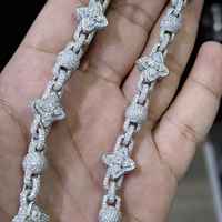 Collier Chaîne Cubaine Hip Hop Fleur de Vie en Argent 925 avec Diamants Moissanite, Bijou pour Rapper, Idéal pour Soirées et Cadeau