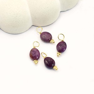 Dyed <b>Ruby</b> Smooth Tumble Pendant 8 to 10mm Gold Plated Three Rawa Charm Handmade Natural Gemstone <b>Necklace</b> Jewelry Gift - Product Image 1
