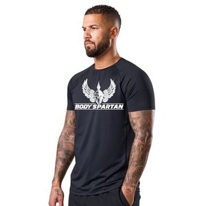 Men’s Black Performance Training T Shirt Crew Neck Short Sleeve <b>Athletic</b> Gym Workout Running Casual Sportswear Activewear Tee - Product Image 1