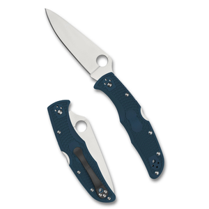 Navajas Plegables con Mango Texturizado Azul, Hoja Plateada de Corte Liso, Orificio Circular para el Pulgar, Agarre Ergonómico y Bolsillo Negro - Product Image 1