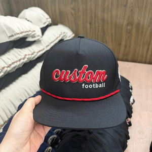 Casquette de baseball snapback 5 panneaux premium en tissu poly imperméable, visière plate, logo brodé 3D personnalisé, corde et trous découpés au laser - Product Image 3