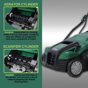 2-in-1 16 \ "Dethatcher scarificatore 15 Amp elettrico prato Dethatcher rimovibile 58QT sacco da giardino scarificatore aeratore manuale - Product Image 4