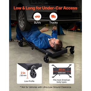 Chariot d'atelier à profil bas de 40 pouces avec 4 grandes roues, capacité de 400 lb, chariot roulant de garage avec appui-tête surélevé - Product Image 2