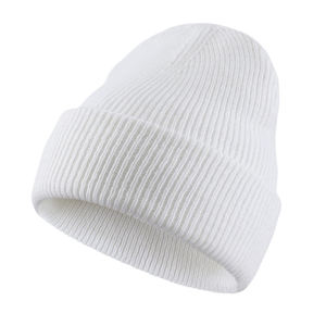 Bonnet en tricot blanc unisexe pour adulte, bonnet d'hiver décontracté, couleur unie, 100% acrylique, design côtelé, coupe confortable, 56-58 cm - Product Image 2