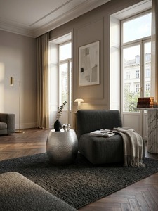Mesa de Centro Redonda Moderna Home Poetry con Acabado Martillado, 42 cm de Diámetro, Muebles de Sala de Estar, Diseño Contemporáneo - Product Image 2