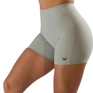 Shorts de sport pour femme, couleur vert sauge clair, taille mi-haute, sans coutures, extensibles, pour le yoga, la course à pied, l'entraînement et le quotidien - Product Image 2