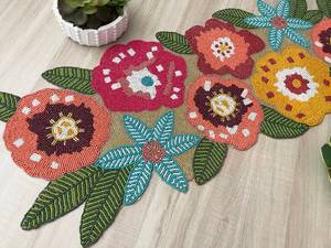 <b>Black</b> Gold Embroidered Floral Eco-Friendly Durable Luxury Table <b>Runner</b> Rectangle Fabric Handmade Mats - Product Image 1