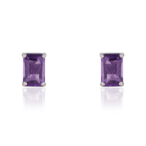 Boucles d'oreilles clous en argent sterling 925, coupe octogonale, améthyste véritable à 100 %, best-seller pour femmes - Product Image 1