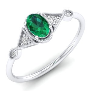 Anillos de Moissanita con Certificado GRA de Oro de 14K a Precio de Mayoreo REYES, Corte Ovalado, 0.5 Quilates, Gema Esmeralda, Regalo de Aniversario, Joyería Fina - Product Image 2