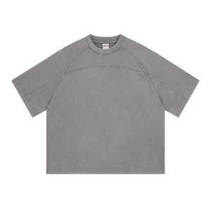 Custom Eco-Friendly Knitted Oversized Vintage Acid Wash Premium Heavyweight Cotton <b>Raglan</b> Short <b>Sleeve</b> <b>T</b>-<b>Shirt</b> - Product Image 5