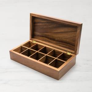 Multi-Compartment Handmade Durable Foldable Wooden Tea <b>Chest</b> Organizer with Clear Viewing Window for Kitchen Rustic Tea Box - Product Image 4