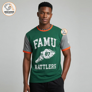 Camiseta estilo universitario vintage FAMU con parche bordado de chenilla |   Camisa Formal de Algodón para Hombre, Corte Regular, Marca Greek Apparel - Product Image 4