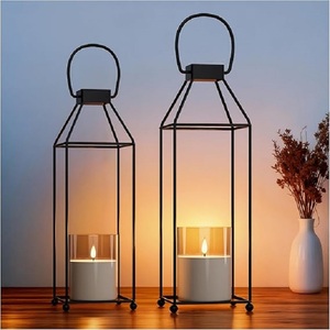 Classic Design Handmade Metal Candle Holders <b>Lantern</b> Top <b>Silver</b> Glass Jar Customized Print Living Room Decoration Candle Holder - Product Image 6