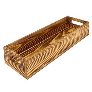 Long Rectangular Wooden Serving Tray with Cutout Handles Rustic Narrow Tray for Kitchen Dining <b>Coffee</b> <b>Table</b> Decor - Product Image 1