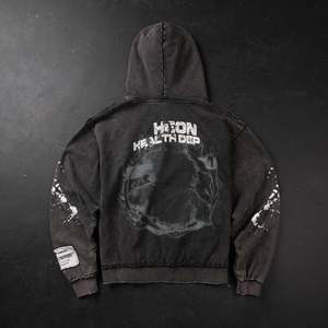 Sudadera con Capucha Unisex de Algodón French Terry, Personalizada con Bordado y Estampado, Estilo Urbano, Oversize, Diseño Desgastado, para Invierno - Product Image 2