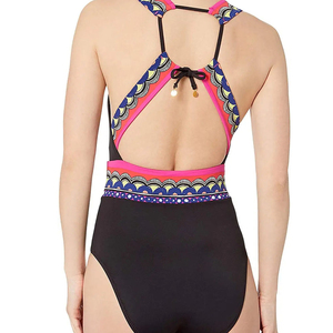 Nouveau Maillot de Bain Femme Tendance Haut de Gamme, 1 Pièce, Motif Écossais sur le Devant, Sans Manches, Été, Décontracté, Séchage Rapide, Respirant, Design Personnalisé et Élégant - Product Image 5