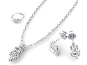 Prix de gros REYES, collier avec pendentif en argent sterling 925 et moissanite, ensembles de bijoux pour elle, design classique, bijoux de mariage - Product Image 2