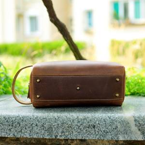 Portable Leather <b>Toiletry</b> Bag Men Cosmetic <b>Storage</b> Organizer Travel Waterproof Grooming Bag LTB-0128 - Product Image 4