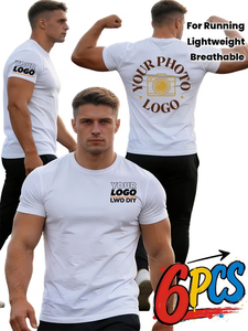 Customized 6pcs Set Men's Quick-Dry Sports <b>T</b>-Shirts 3 Positions Print Custom Logo/Pattern on Chest Sleeve And <b>Back</b> Lightweight - Product Image 3