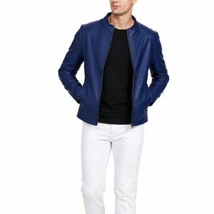 Unisex PU Leather <b>Jacket</b> Turn-down Collar Zipper Closure Slim Fit <b>Smart</b> Casual Regular Sleeve Winter Windproof Front Logo - Product Image 3