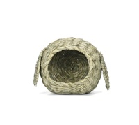 Maison en herbe pour lapin, jonc de mer tissé à la main naturel jouer au foin lit pliable tissé cabane jouet pour lapin Hamster meubles