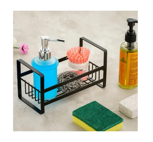 Kitchen Sponge <b>Storage</b> Sink Drain Shelf Toilet Bathroom Cleaning Sponge Holder Customised Black Color Draining <b>Rack</b> - Product Image 1