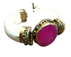 Classic <b>Indian</b> Ethnic Bone and Brass Wristbands with Natural Agate <b>Bangles</b> by PERFECT ENTERPRISES - Product Image 6