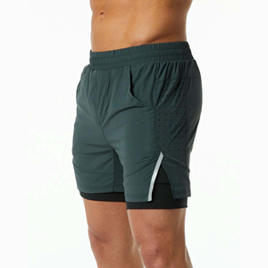 Smoother and Softer 80% Nylon 20% Elastane Hunter Green Mens <b>Compression</b> Lined Woven Training <b>Short</b> OEM Service Custom - Product Image 3