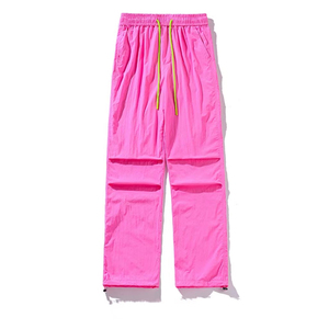 Pantalon cargo parachute vert, taille élastique, coupe ample, longueur intégrale, séchage rapide, 100% polyester, couleur unie, cordon de serrage aux chevilles, décontracté - Product Image 6