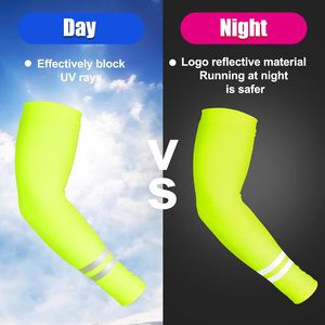 Mangas Protectoras de Poliéster Sólido UPF50+ con Rayas Reflectantes en Blanco, Amarillo, Verde, Naranja, Gris, Negro, Protección Solar para Hombre - Product Image 3