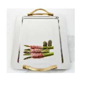 Luxurious Style Glossy Finishing Metal Tray Dinner <b>Table</b> Decor Serving Salver Metal Tray Food Server Tray - Product Image 5
